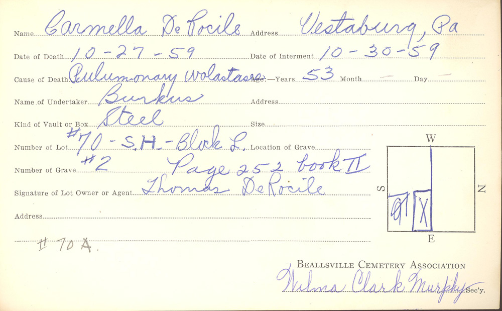 burial card